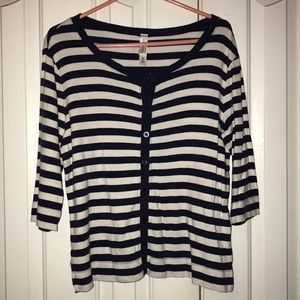 White Stag Women’s 3/4 Sleeves Button Down Cardigan Stripes Blue White S 4/6